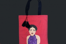  Tote linen bag printed with Vietnamese women-Miss Kieu